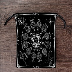 Солнце Бархатные набивные сумки для хранения, мешочек на шнурке для упаковки карт Таро, прямоугольные, солнце, 18x13 см