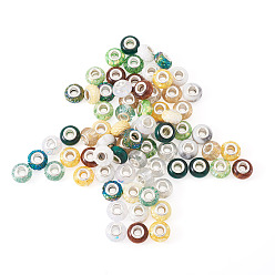 (52) Непрозрачная лаванда 72шт. 12 цвета рождественская тематика смоляные рондели европейские бусины, с латунными ярдами серебянного цвета , бусины с большим отверстием, разноцветные, 13.5~14x8~9 мм, отверстие : 4.8~5 мм, 6 шт / цвет