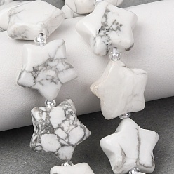 Говлит Природные Говлит бисер нитей, звезда, с бисером, 15~15.5x16~16.5x6.5~7 мм, отверстие : 1.4 мм, около 25 шт / нитка, 15.75''~16.14'' (40~41 см)