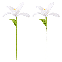 Белый Искусственный цветок ручной работы из хлопка крючком, с железной проволокой, для украшения свадебного дома, белые, 407x50x48 мм