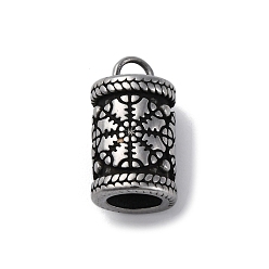 Античное Серебро 304 подвески из нержавеющей стали, колонка, античное серебро, 17x9 мм, отверстие : 3x3.5 мм