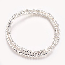 Silver Plated Electroplated Non-magnetic Synthetic Hematite Beads Strands, Long-Lasting Plated, Polygon, Silver Plated, 3x3.5mm, Hole: 0.8mm, about 140pcs/strand, 16.53 inch(42cm)
