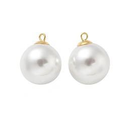 Золотой Пластиковые подвески из искусственного жемчуга, круглые подвески, с 304 вывод из нержавеющей стали, золотые, 20x16 мм, отверстие : 1.6 мм