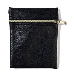 Черный Сумки на молнии для хранения ювелирных изделий из искусственной кожи, для сережек, Кольца, Браслеты, прямоугольные, чёрные, 12x11x0.7 см