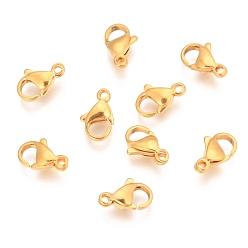 Golden 304 Stainless Steel Lobster Claw Clasps, Golden, 11x7x3mm, Hole: 1.4mm
