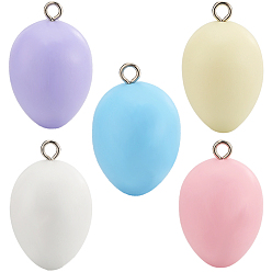 (52) Непрозрачная лаванда 10 шт 5 цвета пасхальная тематика деревянные подвески с распылением краски, Подвески в виде пасхальных яиц с железными петлями платинового цвета, разноцветные, 46~48x28~29 мм, отверстие : 4 мм, 2 шт / цвет