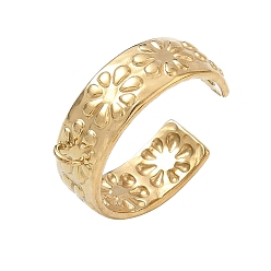 Doré  Composants de bagues en acier inoxydable 304 motif floral, avec boucle, placage ionique (ip), or, 7mm, Trou: 2mm, 19mm