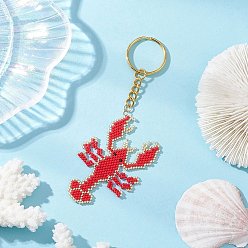 Золотой Подвески-брелки из стеклянных бусин, с железными разрезными брелоками, омар, золотые, 114 мм