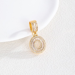 Number Европейские подвески из латуни с прозрачным кубическим цирконием, фигурные подвески с большими отверстиями, золотые, число 0, 20x16x4 мм, отверстие : 8x5 мм