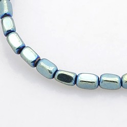 Green Plated Electroplate Non-magnetic Synthetic Hematite Beads Strands, Cuboid, Green Plated, 4x2x2mm, Hole: 1mm, about 119pcs/strand, 15.7 inch