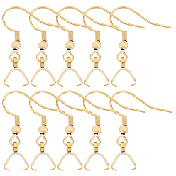 Настоящее золото 18K 50шт ионное покрытие (IP) 304 крючки из нержавеющей стали, провод уха, с поручителями, реальный 18 k позолоченный, 19x26~28 мм, 21 датчик, штифты : 0.7 мм