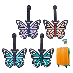 (52) Непрозрачная лаванда 4шт. 4 цветов ПВХ багажные бирки, держатели визиток, бабочка, разноцветные, 160 мм, 1 шт / цвет