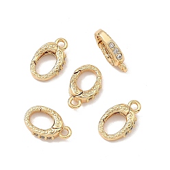 Real 18K Gold Plated SHEGRACE Brass Micro Pave Clear Cubic Zirconia Spring Gate Rings, Lead Free & Cadmium Free & Nickel Free, Real 18K Gold Plated, 13x8x3mm, Hole: 1.6mm