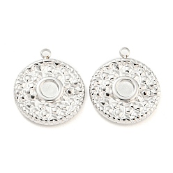 Нержавеющая Сталь Цвет Не тускнеет 304 подвеска из нержавеющей стали кабошон, плоско-круглые, цвет нержавеющей стали, лоток : 4 мм, 17.5x15.5x2 мм, отверстие : 1.5 мм