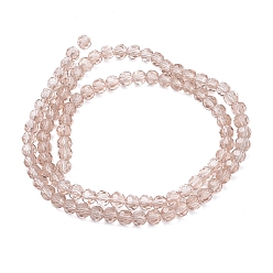 PapayaWhip Transparent Glass Bead Strands, Faceted, Flat Round, PapayaWhip, 4~5x3~4mm, Hole: 0.5mm, about 95pcs/strand, 13.70 inch(34.8cm)