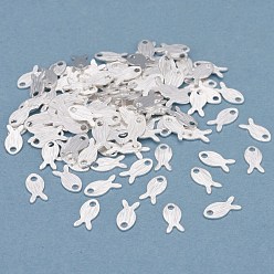 Посеребрённый Латунь прелести, рыба, 925 серебро покрытием, 8x4x0.5 мм, отверстие : 1.2 мм