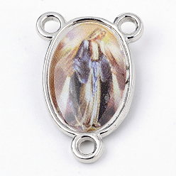 Сланцево-синий Сплав ссылки люстра компонент, 3 Разъемы петли, центральная часть четок, без кадмия и без свинца, овальные с девственной, платина, синевато-серый, 23x15x4 мм, отверстие : 2 мм