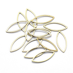 Без Покрытия Латунные соединительные колечки, Маркиз ссылки, лошадиный глаз , без свинца, без кадмии и без никеля, сырой (без покрытия), 20x8x1 мм, внутренний диаметр: 6x17 мм