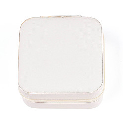 Белый Шкатулка из искусственной кожи, дорожный портативный футляр для ювелирных изделий, ящики для хранения на молнии, для ожерелья, Кольца, серьги и подвески, квадратный, белые, 10x10x5 см