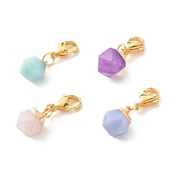 Смешанные камни Круглый кулон из натурального драгоценного камня в форме звезды украшает, природного розового кварца, нефрит, Амазонит, с 304 из нержавеющей стали Lobster Claw застежками, 26 мм