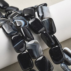 (946F)Морозный цвет внутри  Жонкиль / Непрозрачная зеленая подкладка Натуральный черный агат бисер нитей, окрашенная и подогревом, прямоугольные, 18x13x5 мм, отверстие : 1 мм, около 10~11 шт / нитка, 7.28''~7.87'' (18.5~20 см)