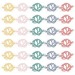 (52) Непрозрачная лаванда 50 шт. 5 цвета, окрашенные распылением 201 подвески из нержавеющей стали, гравированные металлические украшения, лотос, разноцветные, 14x22.5x0.5 мм, отверстие : 1.2 мм, 10 шт / цвет