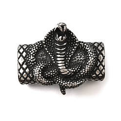 Змея 304 из нержавеющей стали слайд прелести, для изготовления кожаных браслетов, прямоугольные, античное серебро, змея, 39x27x14.5 мм, отверстие : 13x6 мм