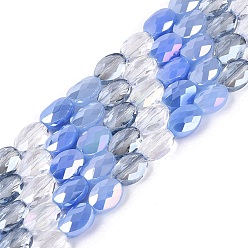 Васильковый Нити из гальванически покрытых искусственным нефритом и непрозрачных и прозрачных стеклянных бусин, смешанный стиль, овальные, с покрытием AB цвета, граненые, васильковый, 8x6x3.5~4 мм, отверстие : 1~1.2 мм, около 44~52 шт / нитка, 13.98~16.93 дюйм (35.5~43 см)