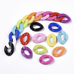 Mixed Color Opaque Acrylic Linking Rings, Quick Link Connectors, for Curb Chains Making, Twist, Mixed Color, 30x21x6mm, Inner Diameter: 16x8mm