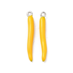 Желтый Подвески из эмали и сплава, без кадмия и без свинца, рог изобилия / итальянский рог корничелло, платина, желтые, 25x3x3 мм, отверстие : 1.5 мм