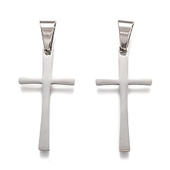 Нержавеющая Сталь Цвет Не тускнеющие 304 подвески из нержавеющей стали, крестик, цвет нержавеющей стали, 32.5x17x1.5 мм, отверстие : 4.5x8 мм