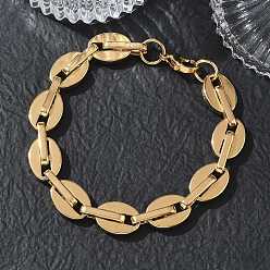 Doré  12mm 304 Bracelets à maillons ovales en acier inoxydable, placage ionique (ip), or, 8.70 pouce (22.1 cm)