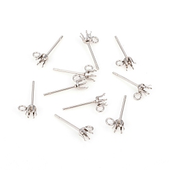 Нержавеющая Сталь Цвет Не тускнеет 304 серьги-гвоздики из нержавеющей стали, серьги с зубцами, с петлей, цвет нержавеющей стали, 6.5x4 мм, отверстие : 1.6 мм, штифты : 0.8 мм, лоток : 2.5 мм