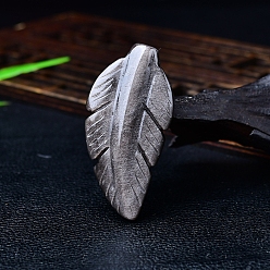 Обсидиан Скульптура из натурального обсидиана в виде пера, украшение для выставки, для украшения рабочего стола домашнего офиса, 52x25x8 мм