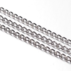 Platinum Iron Twisted Chains, Unwelded, with Spool, Lead Free & Nickel Free, Platinum, 5x3x0.8mm, about 328.08 Feet(100m)/roll