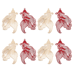 (52) Непрозрачная лаванда 16 шт. 2 цвета латунные подвески, гравированные металлические украшения, золотая рыбка, разноцветные, 49x30x0.3 мм, отверстие : 1.4 мм, 8 шт / цвет