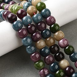 Разноцветный Природные окрашенные белого нефрита нитей бисера, баррель, красочный, 10x9 мм, отверстие : 1.2 мм, около 43~44 шт / нитка, 15.16''~15.71'' (38.5~39.9 см)