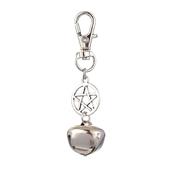 Платина Железный колокольчик, поворотные карабины-клешни и подвески-звездочки из сплава для украшений сумок, платина, 70 мм