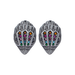 Античное Серебро Серьги-гвоздики с птичьей головой из латуни с микропаве из кубических цирконий, античное серебро, 19 мм