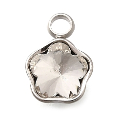 Кристалл 304 подвески из нержавеющей стали, со стразами, цвет нержавеющей стали, звезда, кристалл, 10x7.5x4 мм, отверстие : 1.8 мм