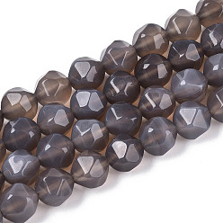 Розово-Коричневый Природный агат бисер нитей, окрашенные, граненые, звезды вырезать круглые бусы, розово-коричневый, 9~10x9~10x9~10 мм, отверстие : 1 мм, около 37 шт / нитка, 14.5 дюйм
