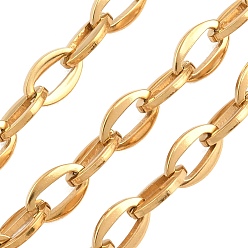 Настоящее золото 18K 201 кабельные цепи из нержавеющей стали, с катушкой, ионное покрытие (ip), несварные, реальный 18 k позолоченный, 11x7x1.5 мм