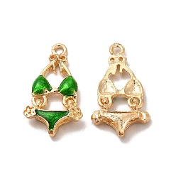 Зеленый Панданы из сплава эмали, без свинца и без кадмия, золотой свет, очарование бикини, зелёные, 25x13.5x4 мм, отверстие : 1.6 мм