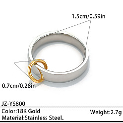 Golden & Stainless Steel Color Two Tone 304 Stainless Steel Finger Rings, Golden & Stainless Steel Color, US Size 4 1/4(15mm)