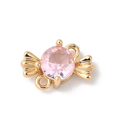 Pink Латунные подвески для стеклянных соединителей, без никеля , конфеты ссылки, золотые, розовые, 7.5x13x4 мм, отверстие : 1.2 мм