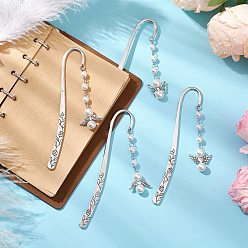 Античное Серебро Закладка в виде ангела из ракушек и жемчуга, закладка крючком из сплава, античное серебро, 118 мм