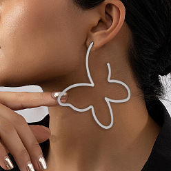 Платина Полые серьги-гвоздики из сплава в форме бабочки, с железом, платина, 78 мм