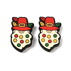 Оранжево-Красный Силиконовые бусины, фокусные бусы, лист с человеком, оранжево-красный, 29x19x7 мм, отверстие : 3 мм