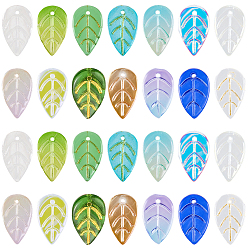 (52) Непрозрачная лаванда 140 шт 14 цвета стеклянные подвески, лист, разноцветные, 17.5~18x11x3~3.5 мм, отверстие : 1~1.2 мм, 10 шт / цвет