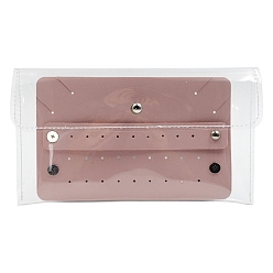 Pale Violet Red PVC & Leather Jewelry Storage Bag, Square, Pale Violet Red, 16.5x9.5cm